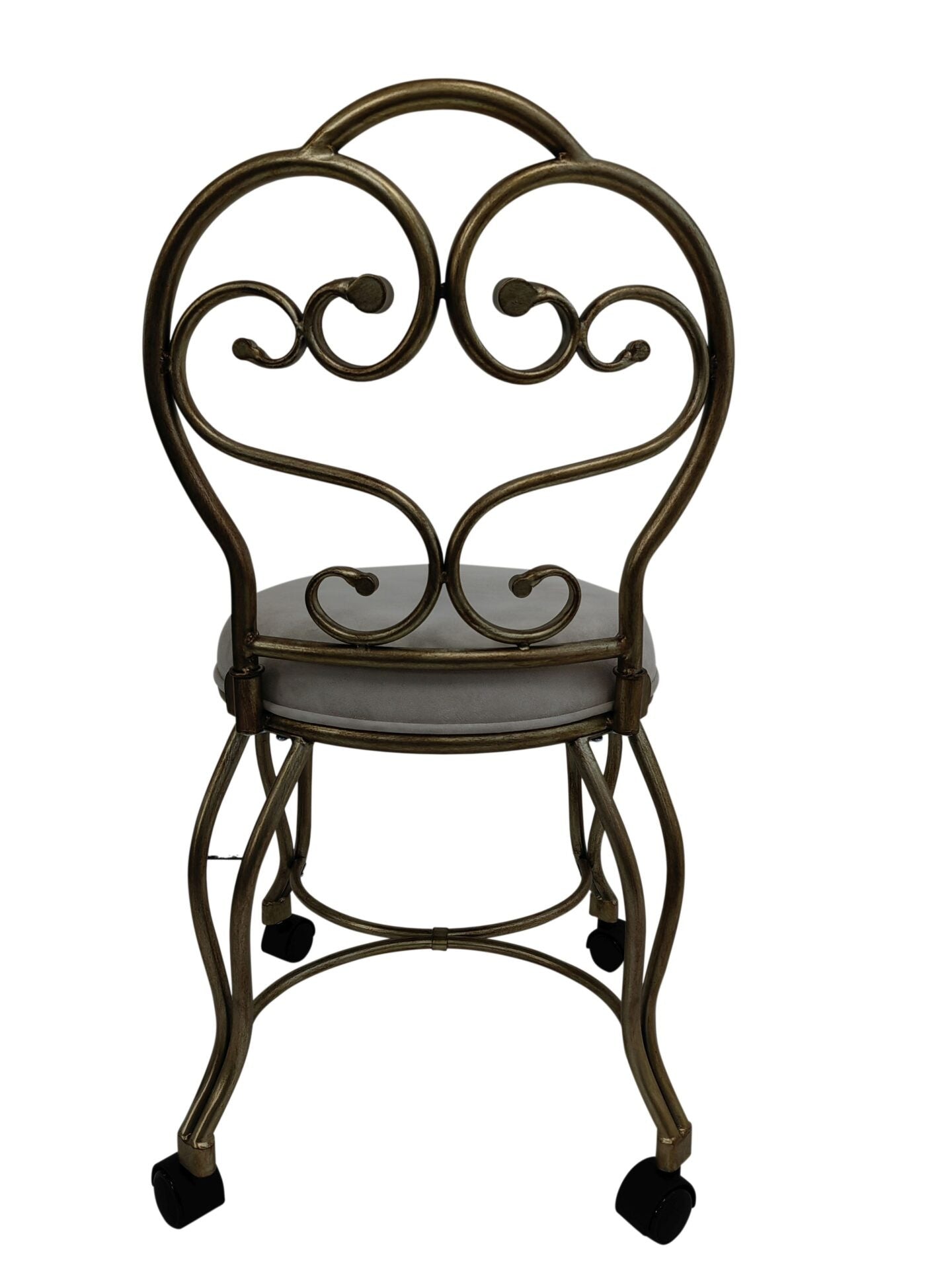 18" Cream and Brass Microfiber and Metal Upholstered Round Bench Homeroots Living Room