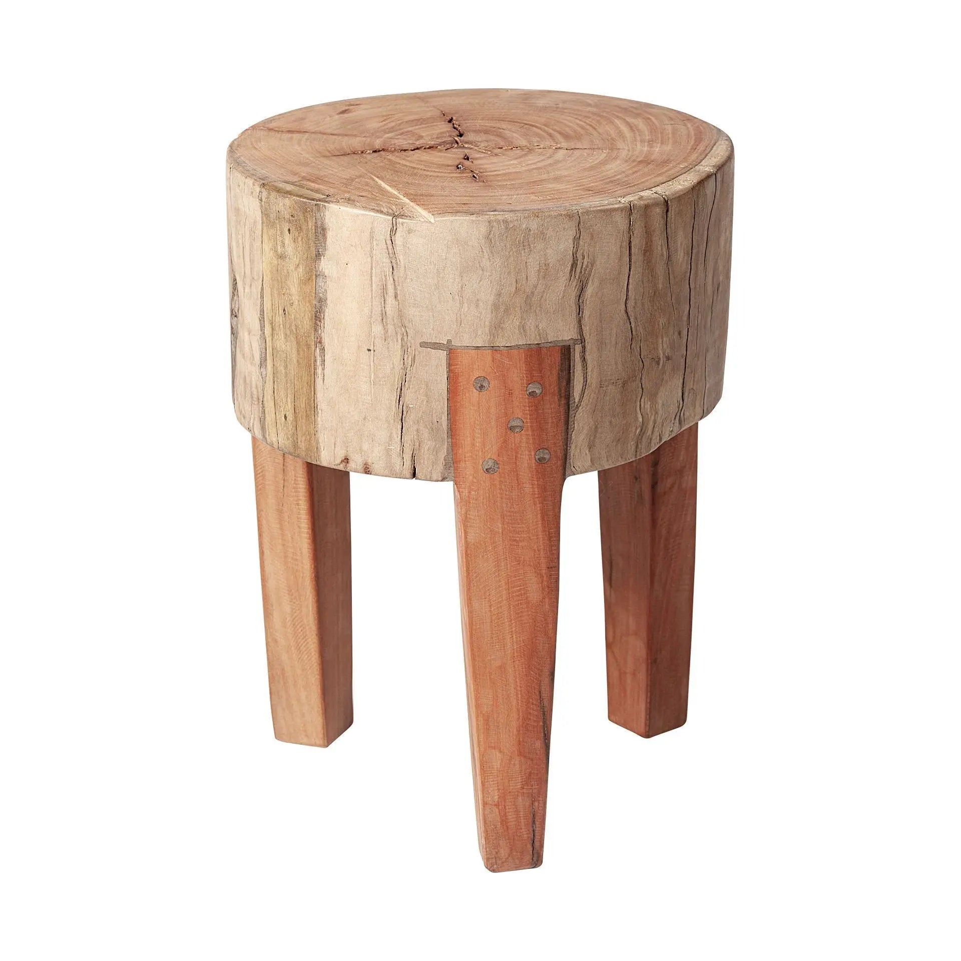 18" Dark Brown And Brown Distressed Reclaimed Wood Round End Table Homeroots Living Room