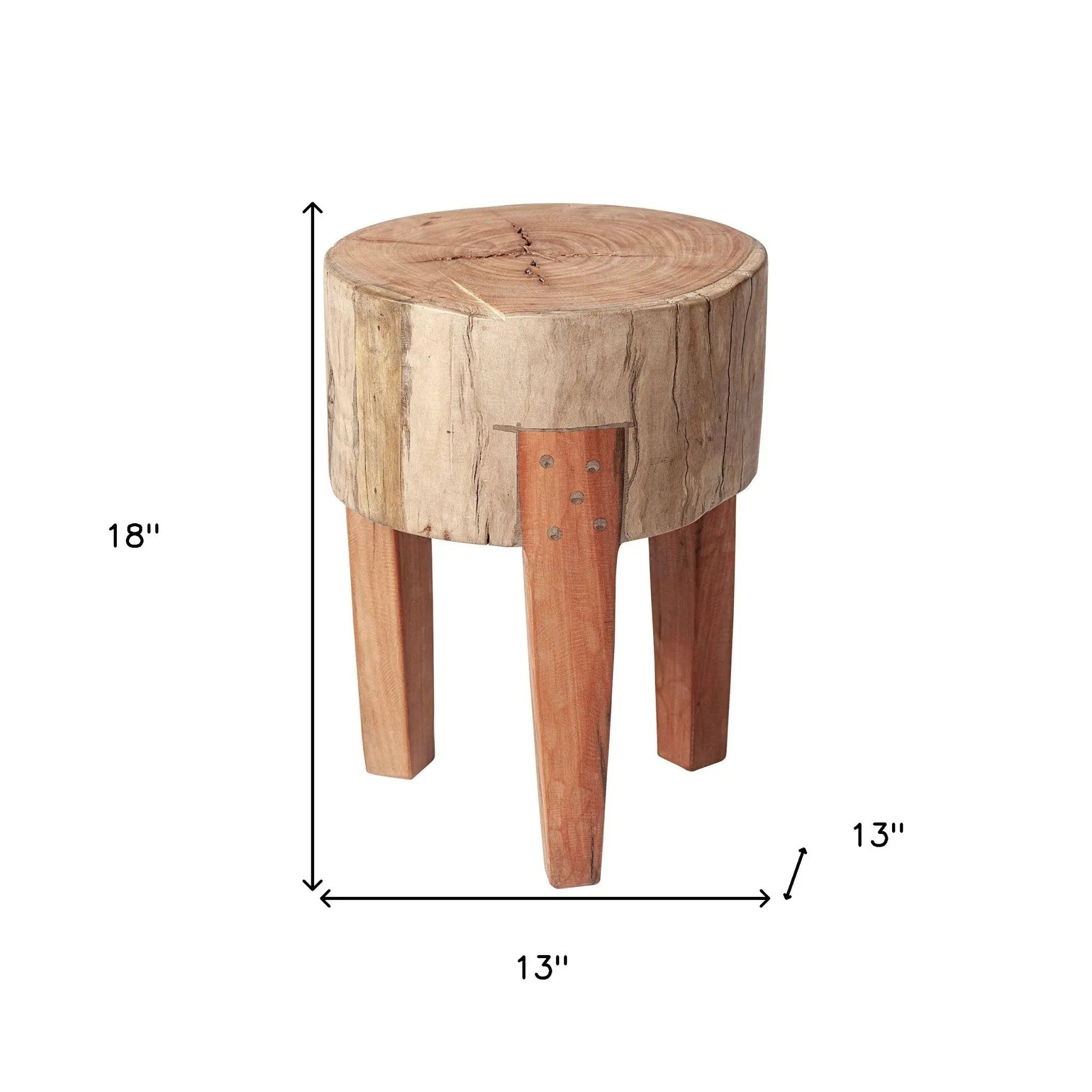 18" Dark Brown And Brown Distressed Reclaimed Wood Round End Table Homeroots Living Room