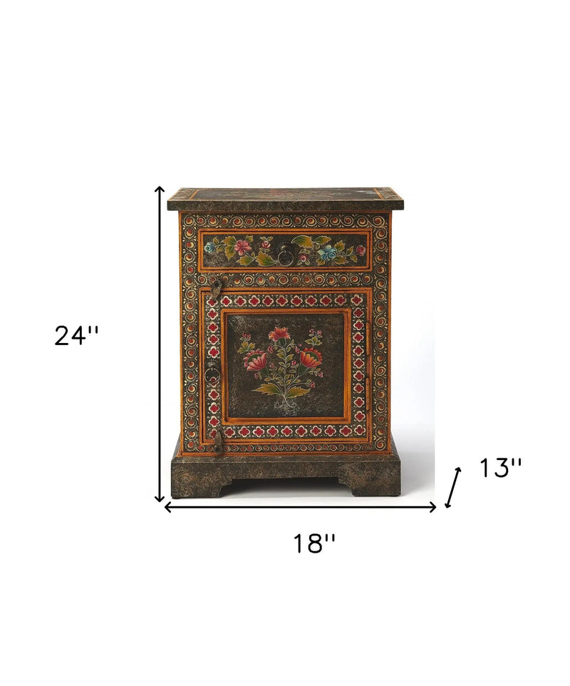 18" Dark Brown Solid Wood Frame Accent Cabinet With Two Drawers Homeroots Kitchen & Dining