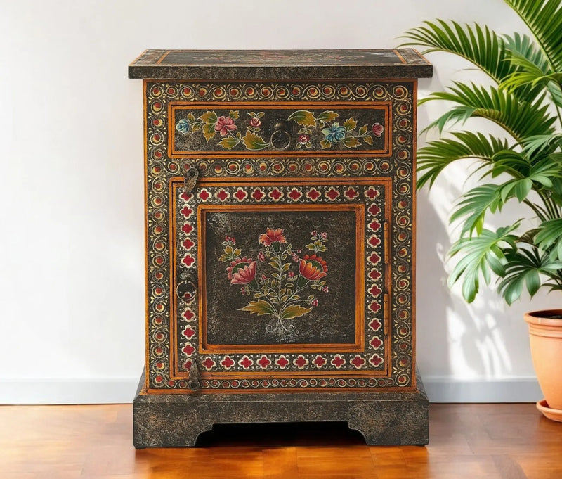 18" Dark Brown Solid Wood Frame Accent Cabinet With Two Drawers Homeroots Kitchen & Dining