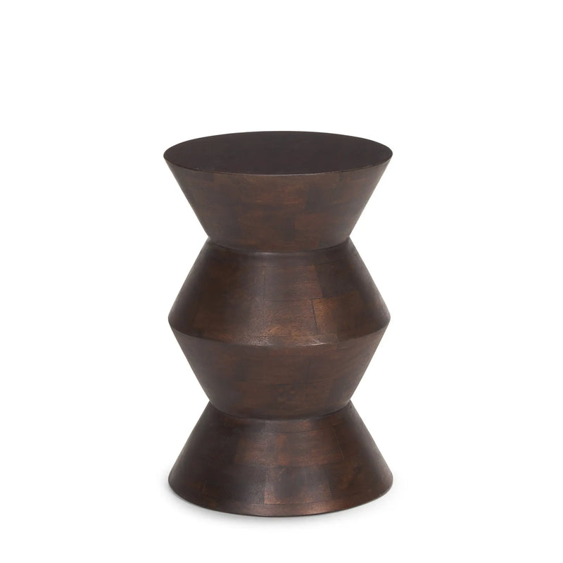 18" Dark Brown Solid Wood Round Block End Table Homeroots Living Room