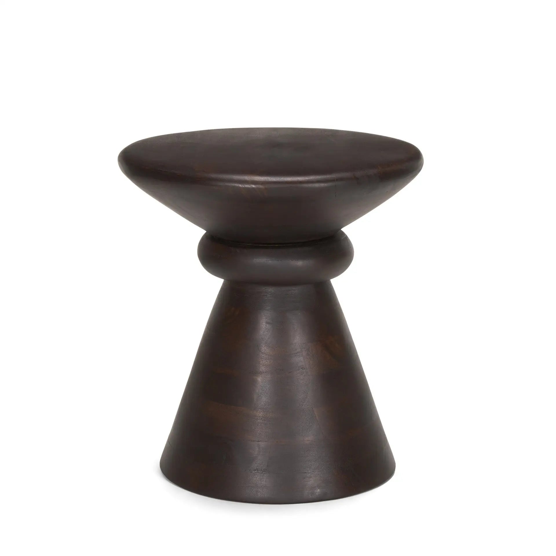 18" Dark Brown Solid Wood Round Pedestal End Table Homeroots Living Room