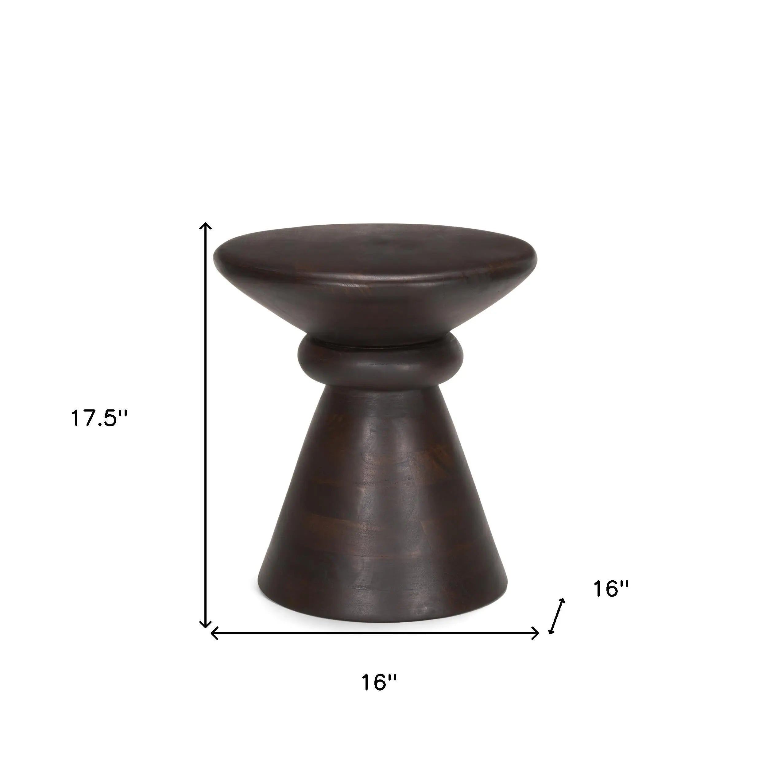 18" Dark Brown Solid Wood Round Pedestal End Table Homeroots Living Room