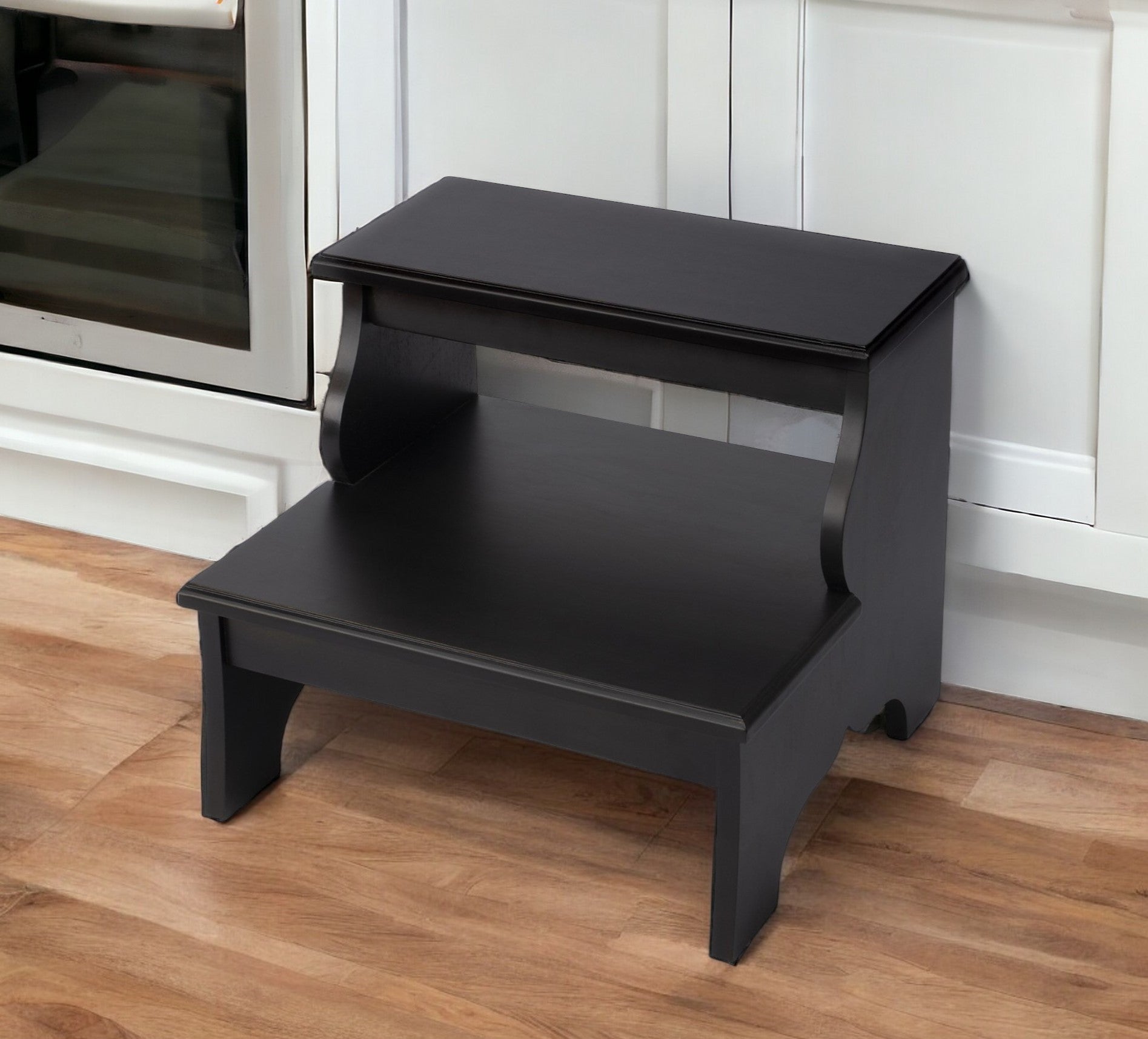 18" Dark Brown Solid and Manufactured Wood Footstool - GreatEagleInc