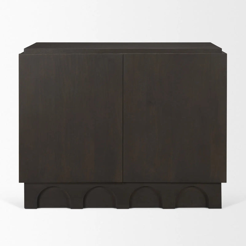 18" Dark Brown and Brown Solid Wood Accent Cabinet With Two Doors Homeroots Kitchen & Dining