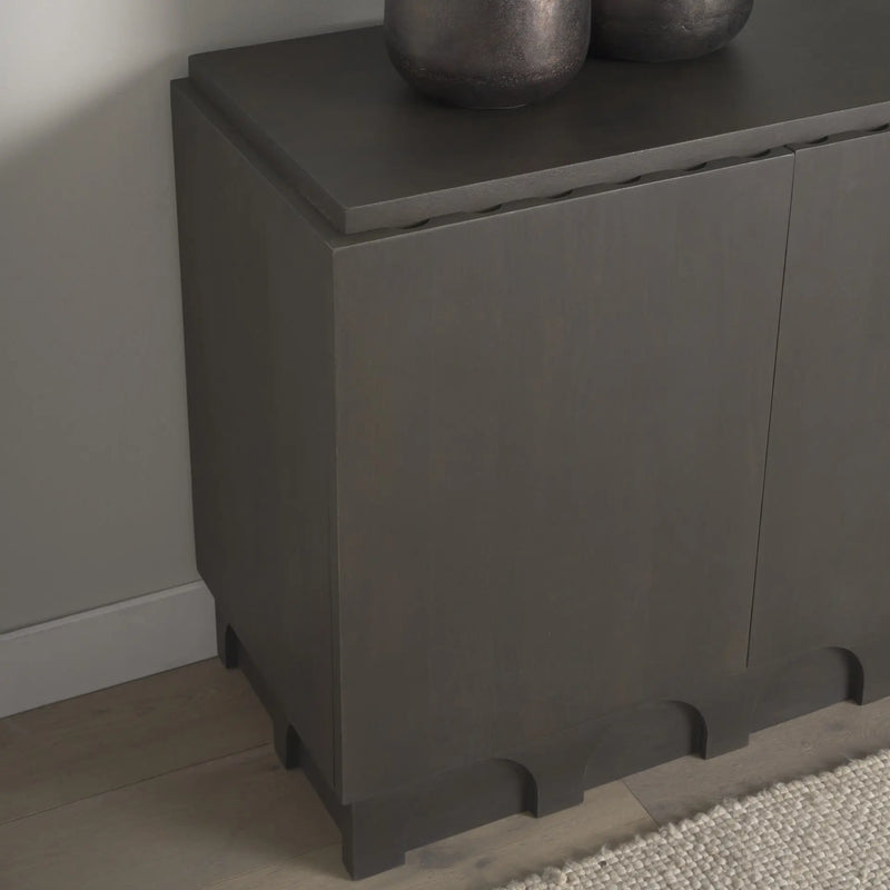18" Dark Brown and Brown Solid Wood Accent Cabinet With Two Doors Homeroots Kitchen & Dining