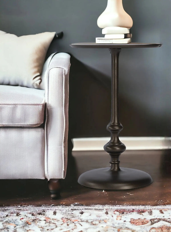 18" Dark Burnished Bronze Aluminum Round Top Pedestal End Table Homeroots Living Room
