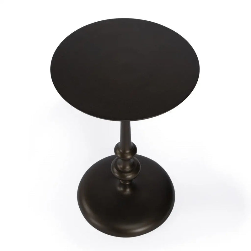 18" Dark Burnished Bronze Aluminum Round Top Pedestal End Table Homeroots Living Room