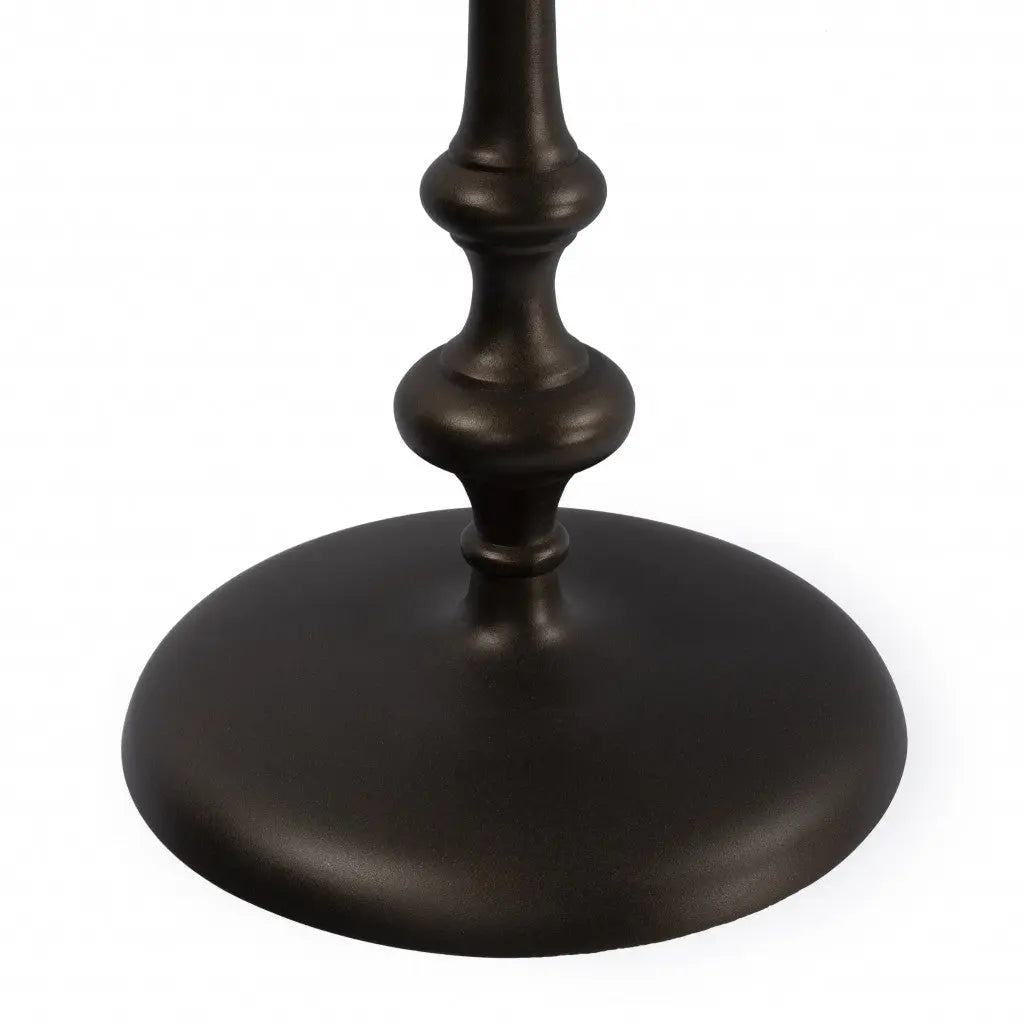 18" Dark Burnished Bronze Aluminum Round Top Pedestal End Table Homeroots Living Room