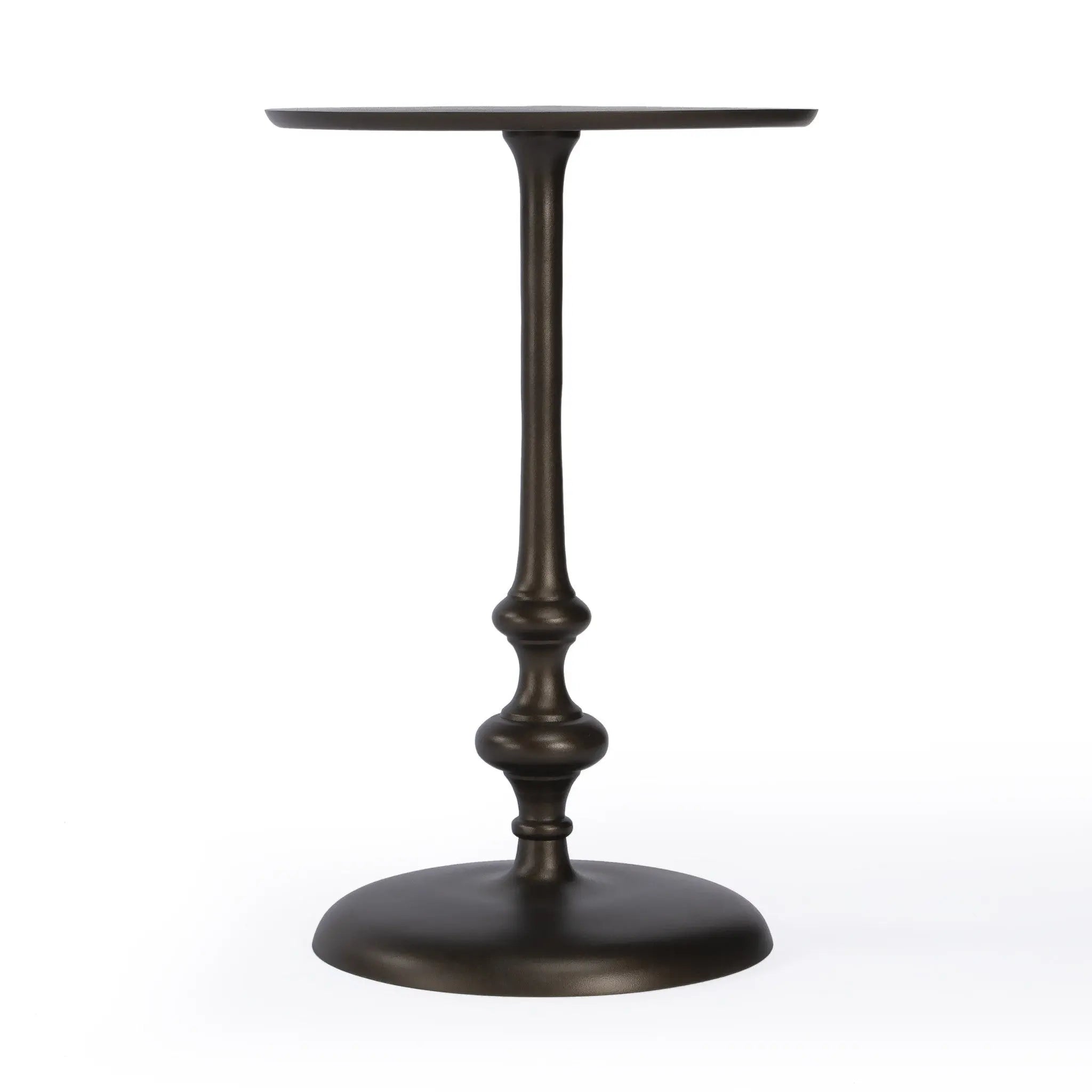 18" Dark Burnished Bronze Aluminum Round Top Pedestal End Table Homeroots Living Room