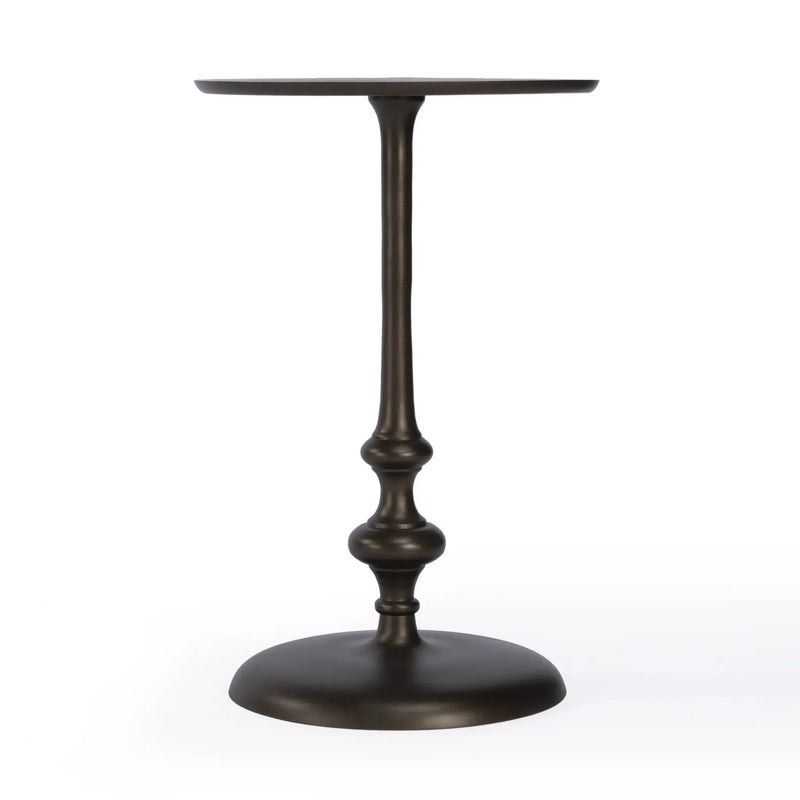 18" Dark Burnished Bronze Aluminum Round Top Pedestal End Table Homeroots Living Room