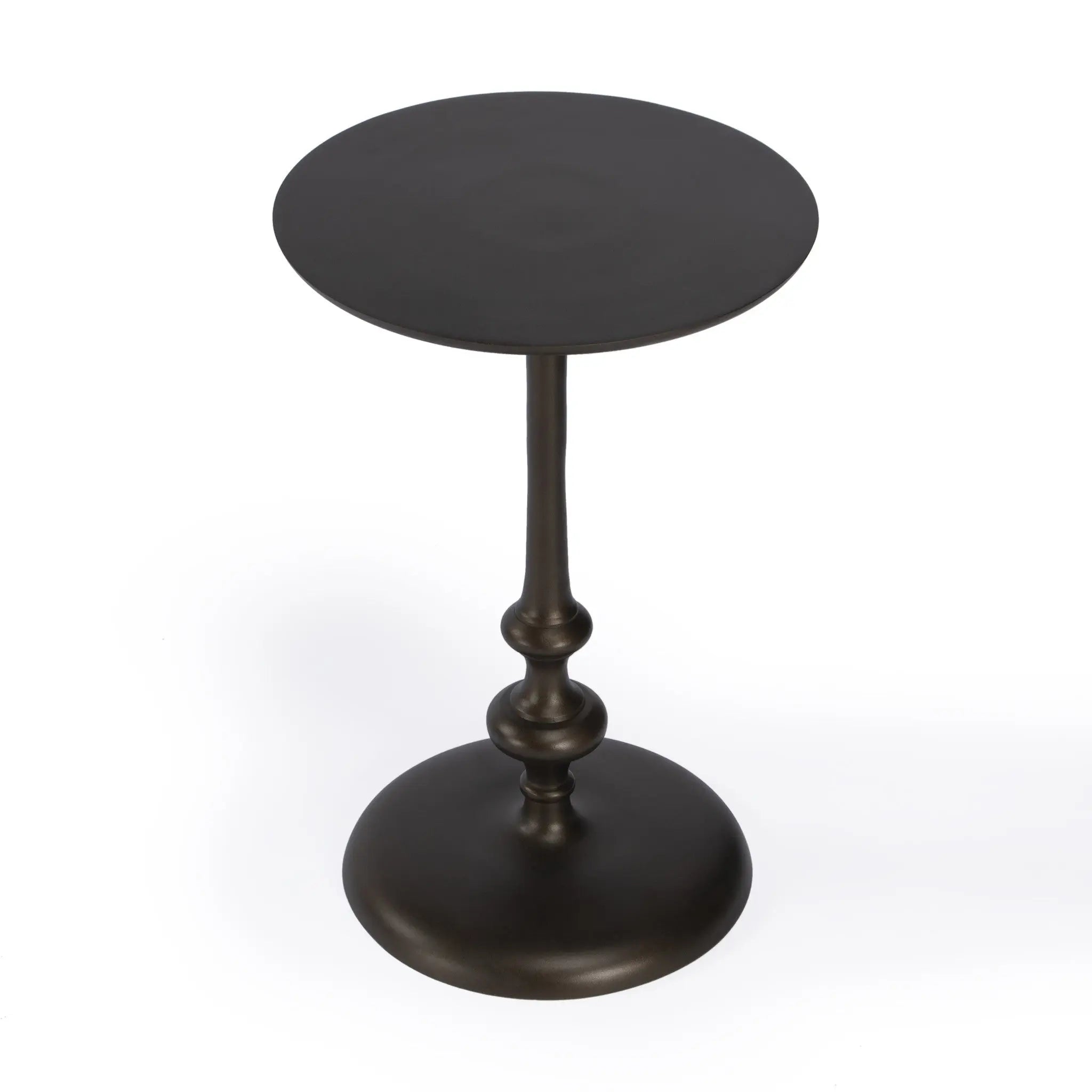 18" Dark Burnished Bronze Aluminum Round Top Pedestal End Table Homeroots Living Room