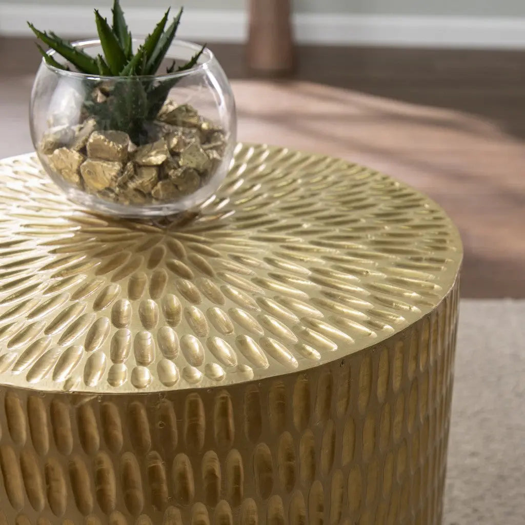 18" Gold Manufactured Wood And Solid Wood Round End Table Homeroots Living Room