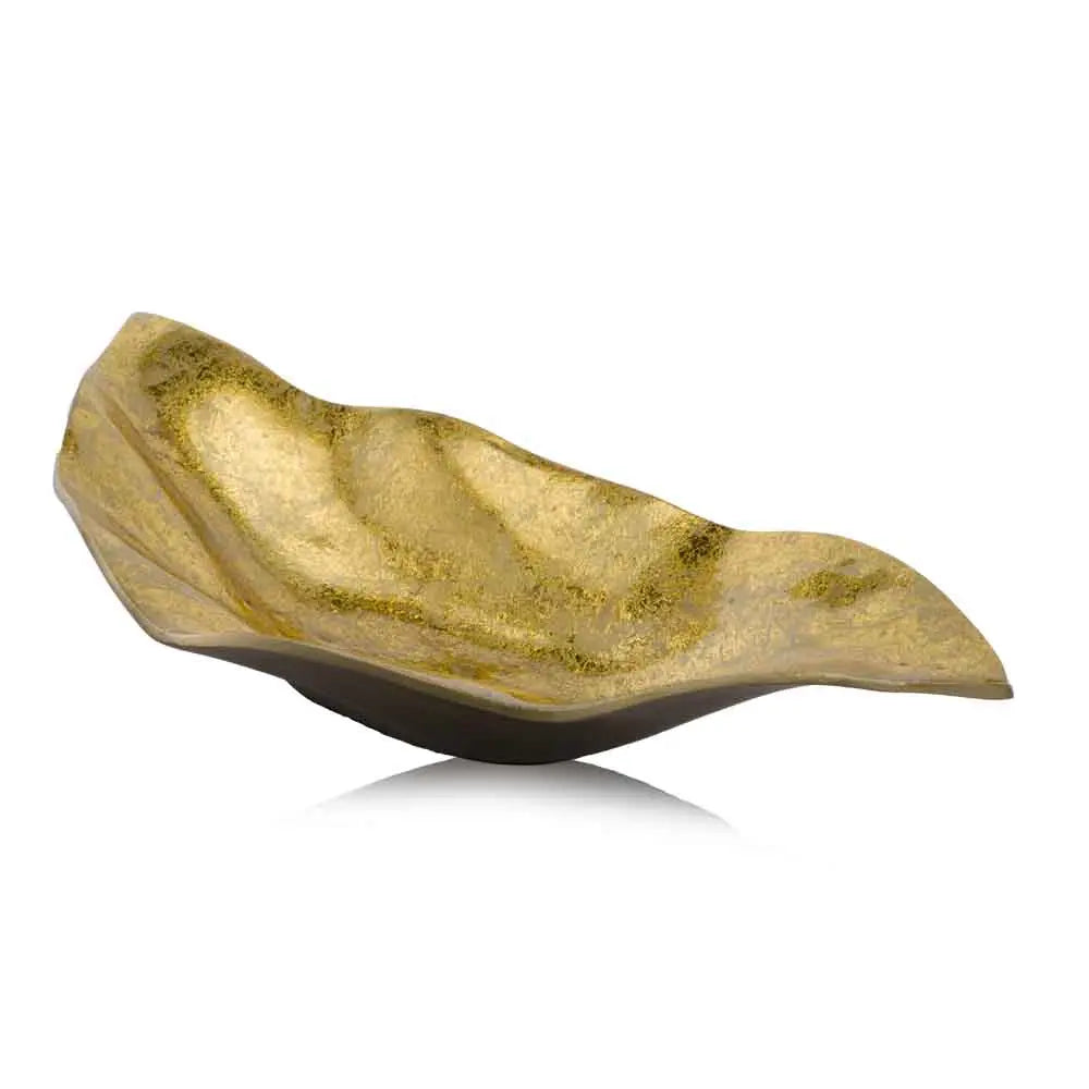 18" Gold Modern Wavy Aluminum Centerpiece Bowl Homeroots Kitchen & Dining