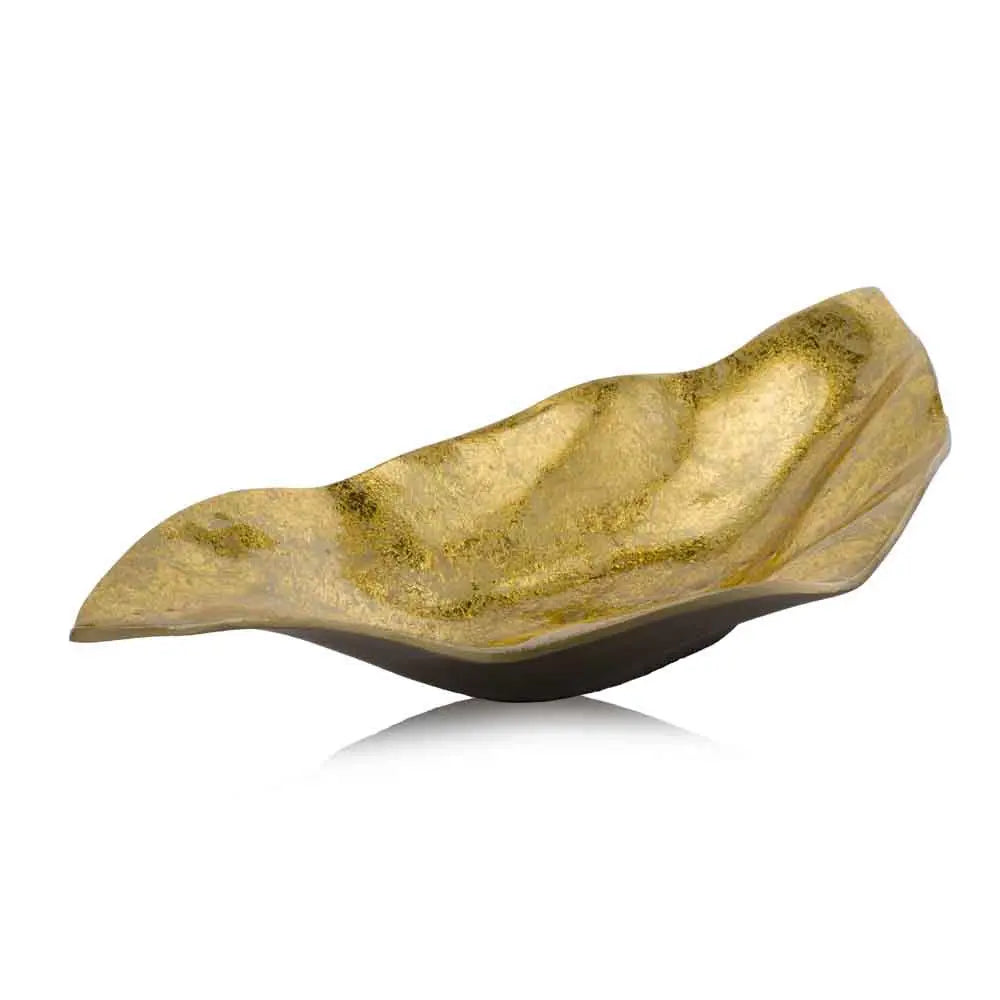 18" Gold Modern Wavy Aluminum Centerpiece Bowl Homeroots Kitchen & Dining