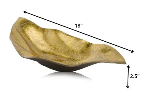 18" Gold Modern Wavy Aluminum Centerpiece Bowl Homeroots Kitchen & Dining