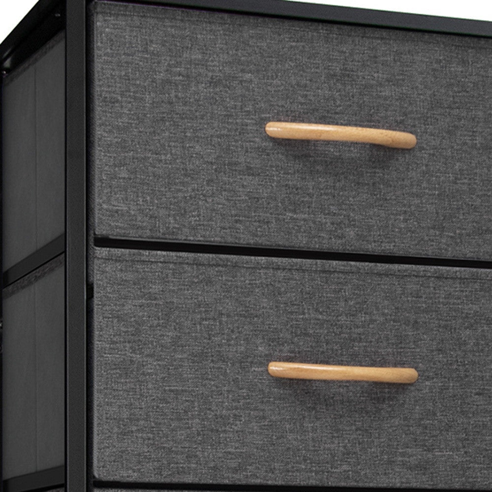 18" Gray And Black Steel And Fabric Six Drawer Dresser - GreatEagleInc