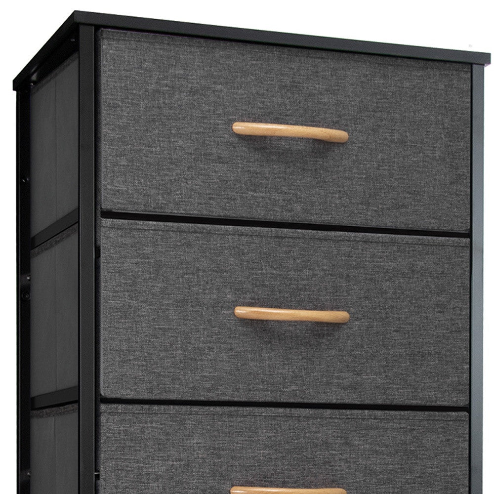 18" Gray And Black Steel And Fabric Six Drawer Dresser - GreatEagleInc