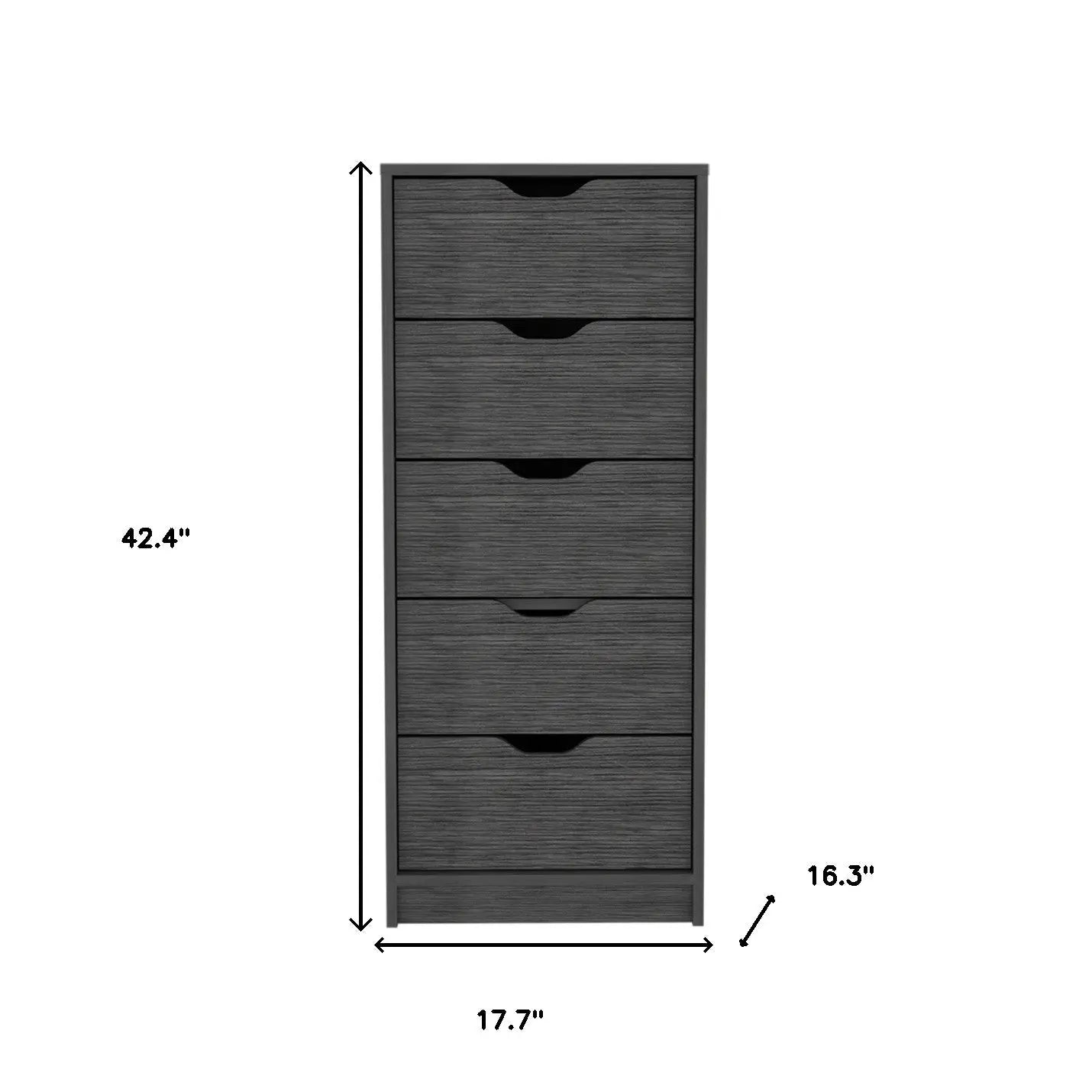 18" Gray Five Drawer Standard Chest Homeroots Bed & Bath