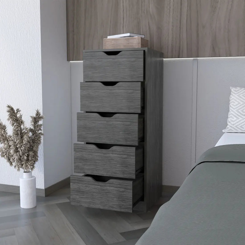 18" Gray Five Drawer Standard Chest Homeroots Bed & Bath