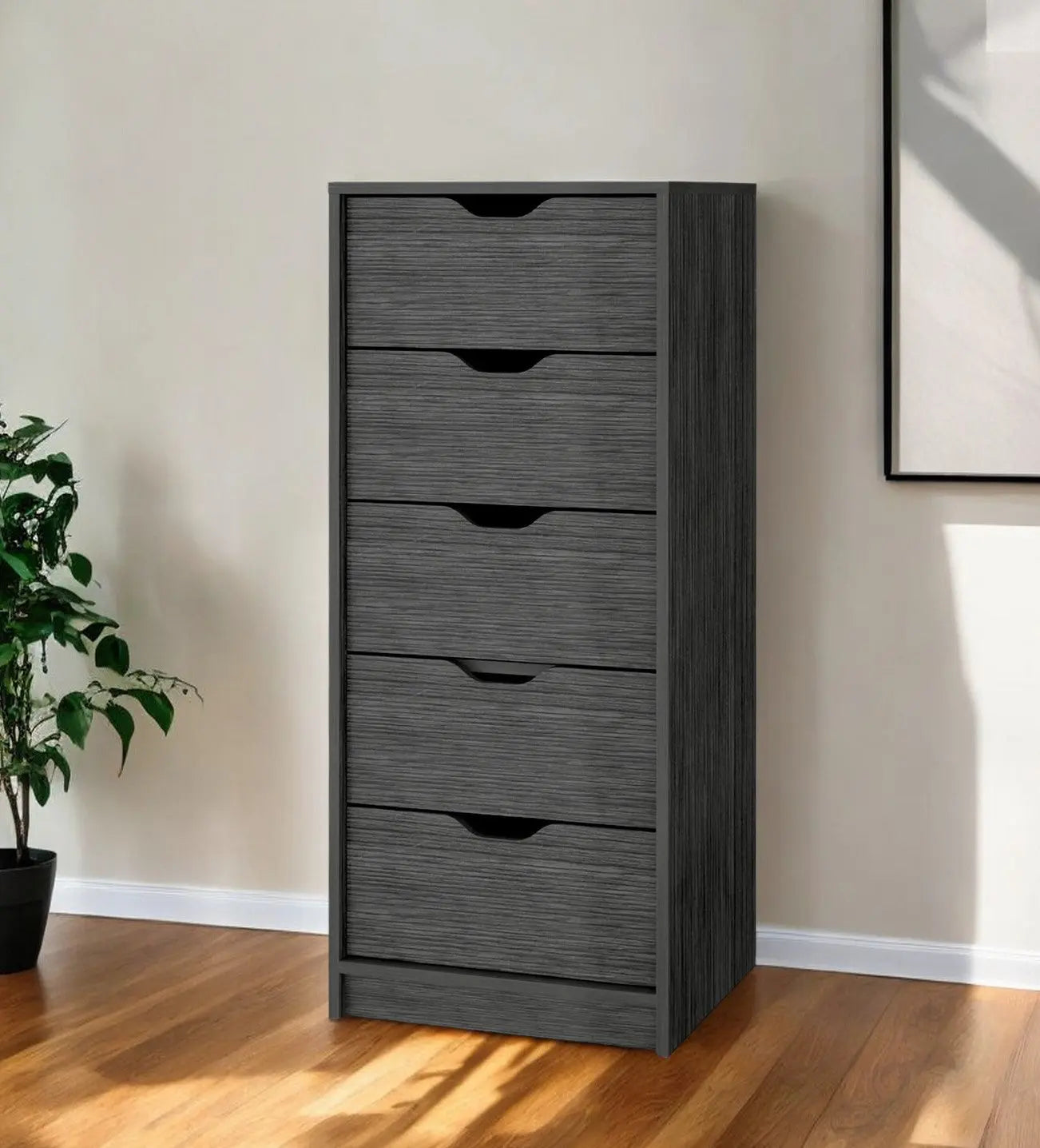 18" Gray Five Drawer Standard Chest Homeroots Bed & Bath