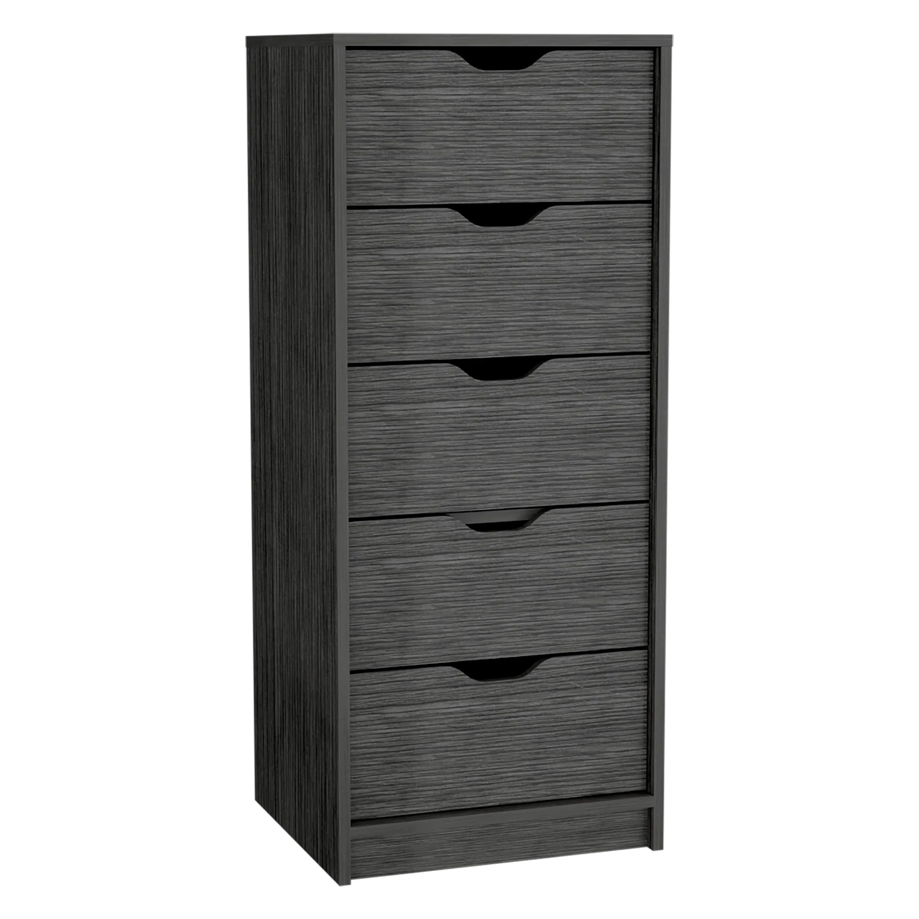 18" Gray Five Drawer Standard Chest Homeroots Bed & Bath