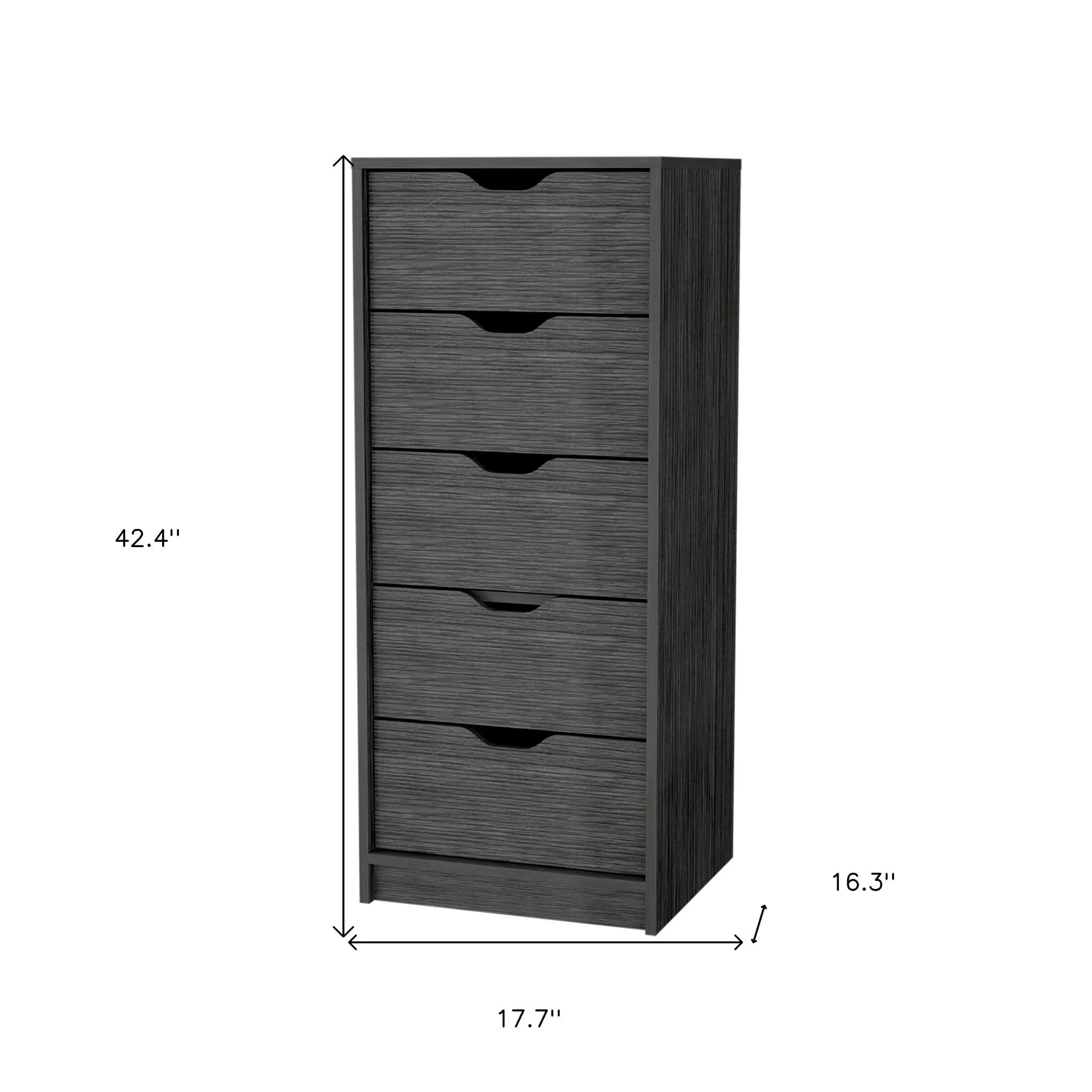18" Gray Five Drawer Standard Chest Homeroots Bed & Bath