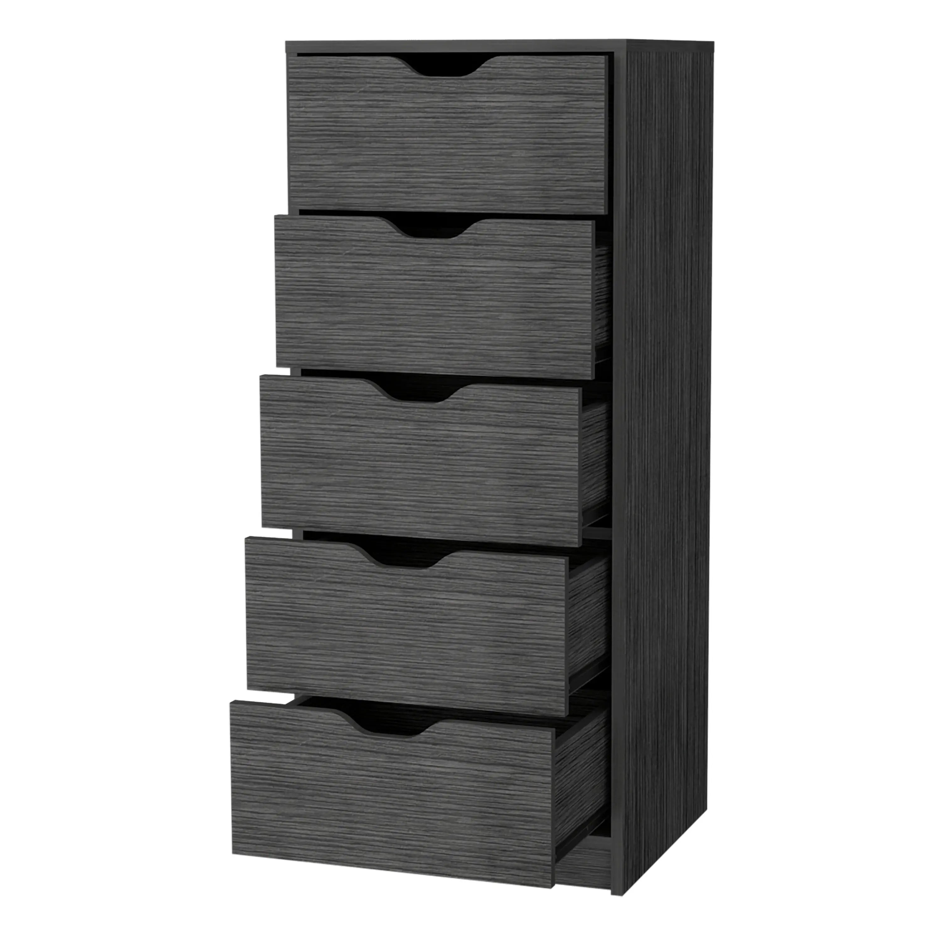 18" Gray Five Drawer Standard Chest Homeroots Bed & Bath