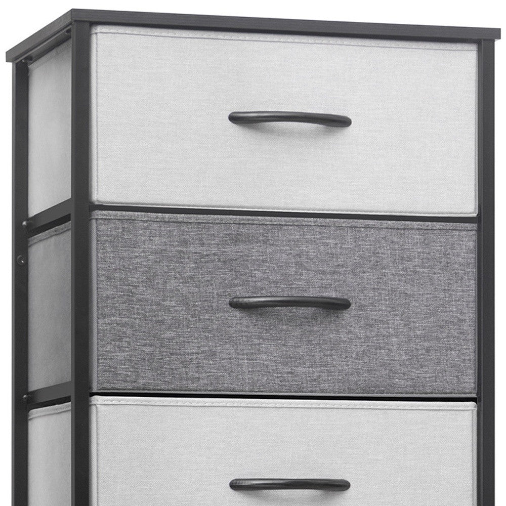 18" Gray and Black Steel and Fabric Six Drawer Chest - GreatEagleInc
