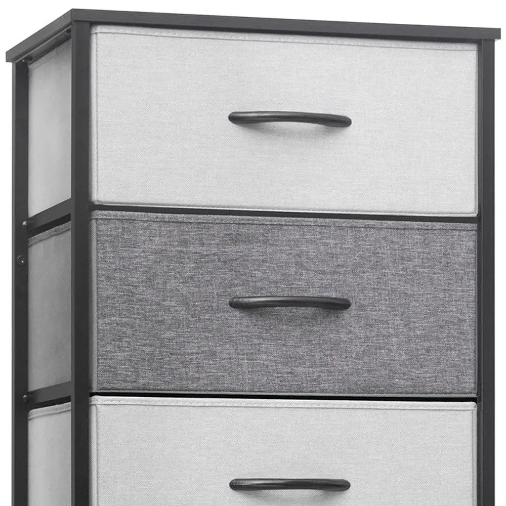 18" Gray and Black Steel and Fabric Six Drawer Chest - GreatEagleInc