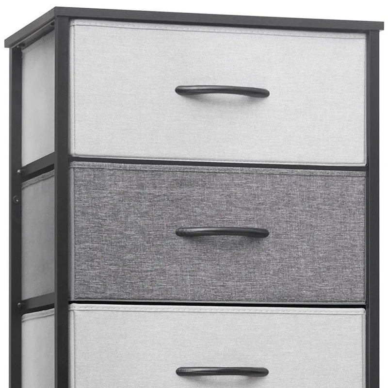 18" Gray and Black Steel and Fabric Six Drawer Chest - GreatEagleInc