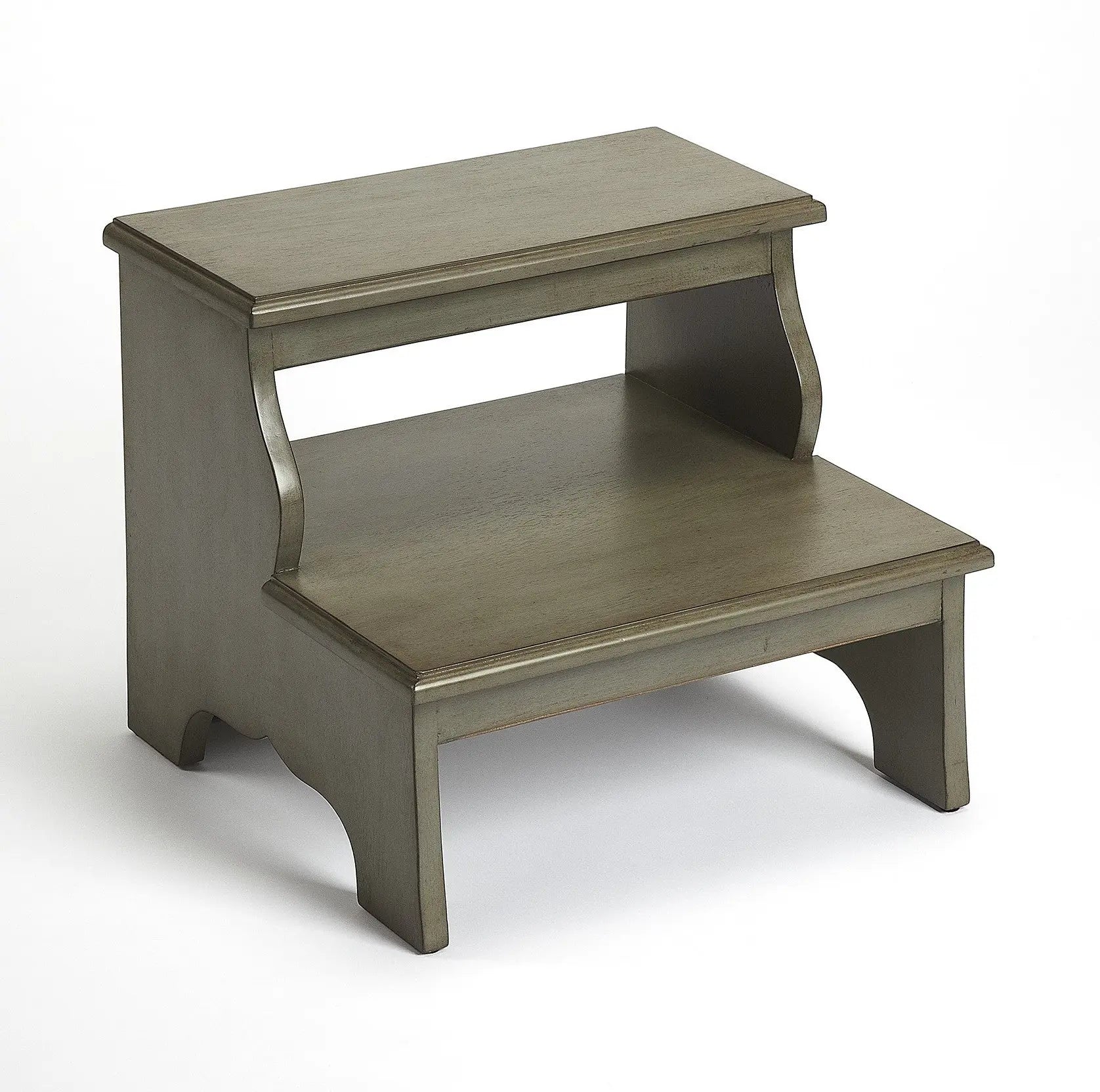 18" Handcrafted Silver Satin Step Stool - GreatEagleInc