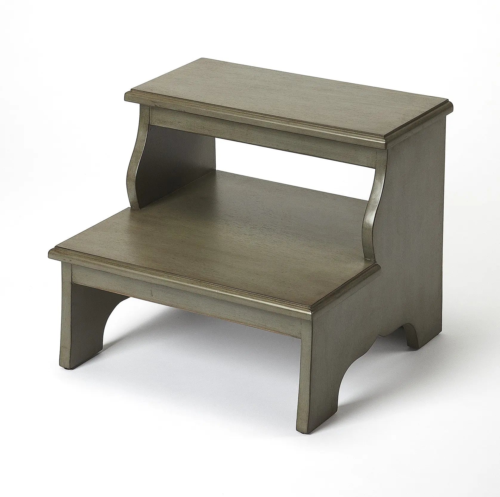 18" Handcrafted Silver Satin Step Stool - GreatEagleInc