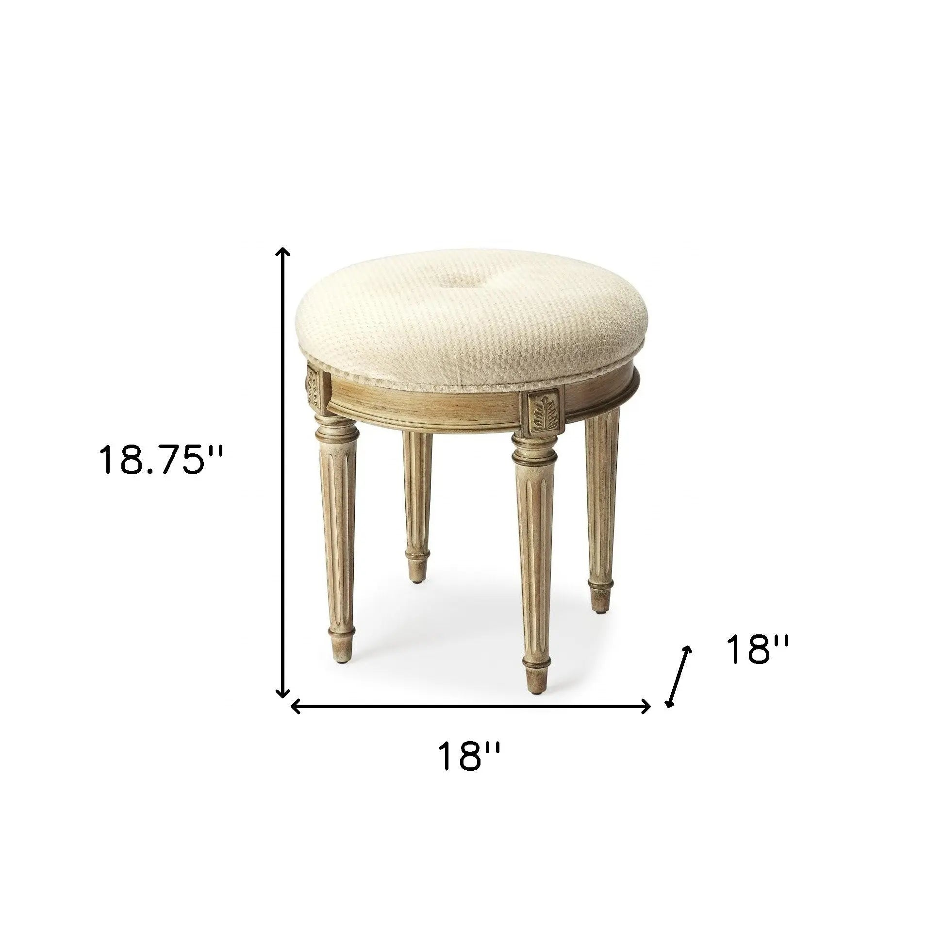 18" Ivory Polyester Blend And Brown Ottoman Homeroots Living Room