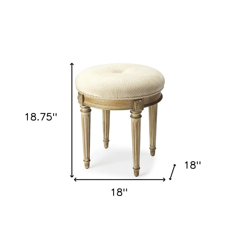 18" Ivory Polyester Blend And Brown Ottoman Homeroots Living Room