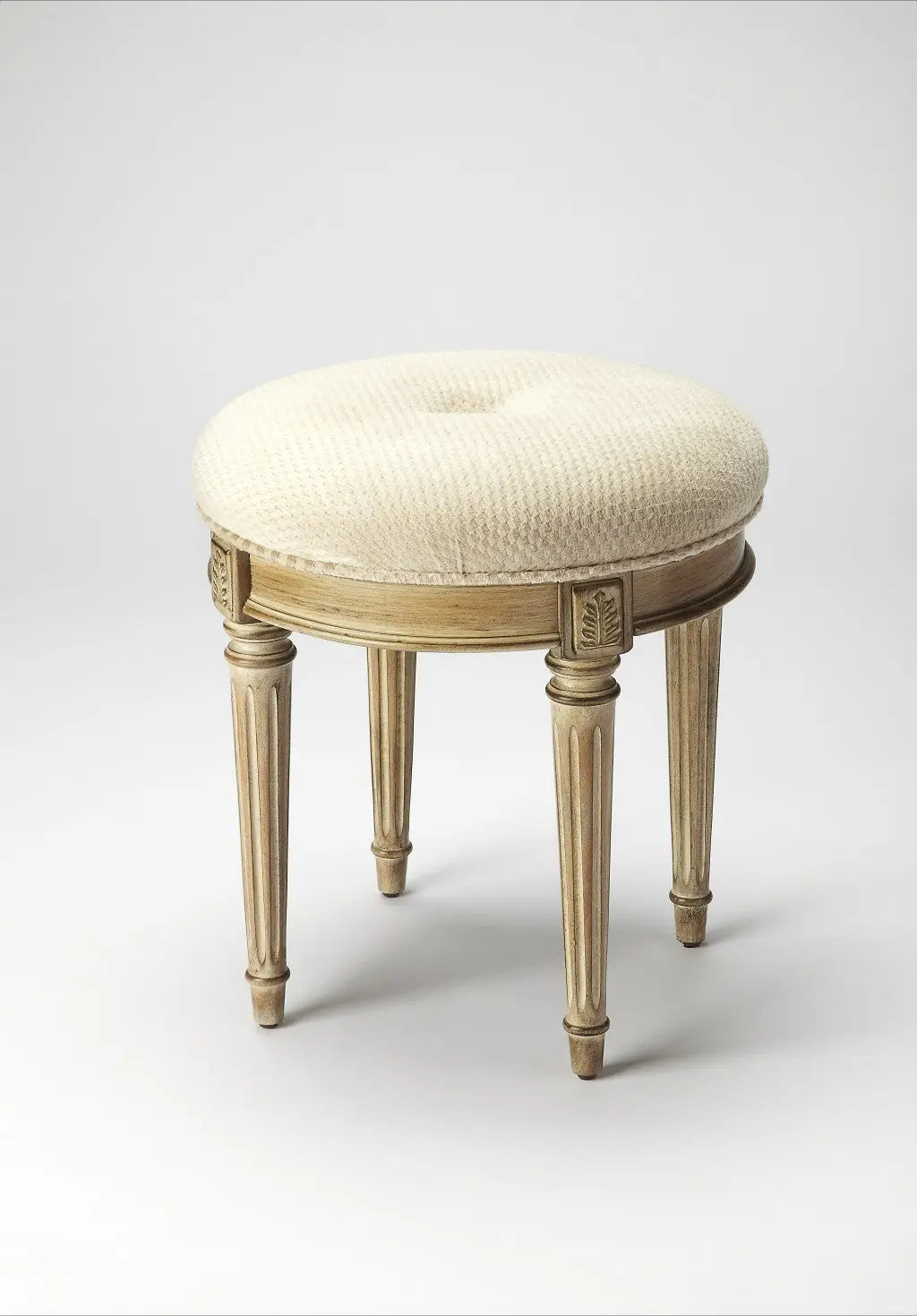 18" Ivory Polyester Blend And Brown Ottoman Homeroots Living Room