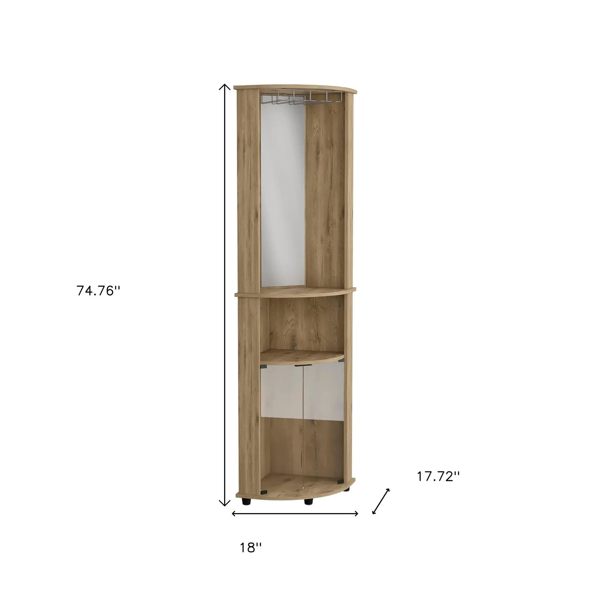 18" Light Brown Wood Corner Bar Cabinet With Two Doors Homeroots Kitchen & Dining