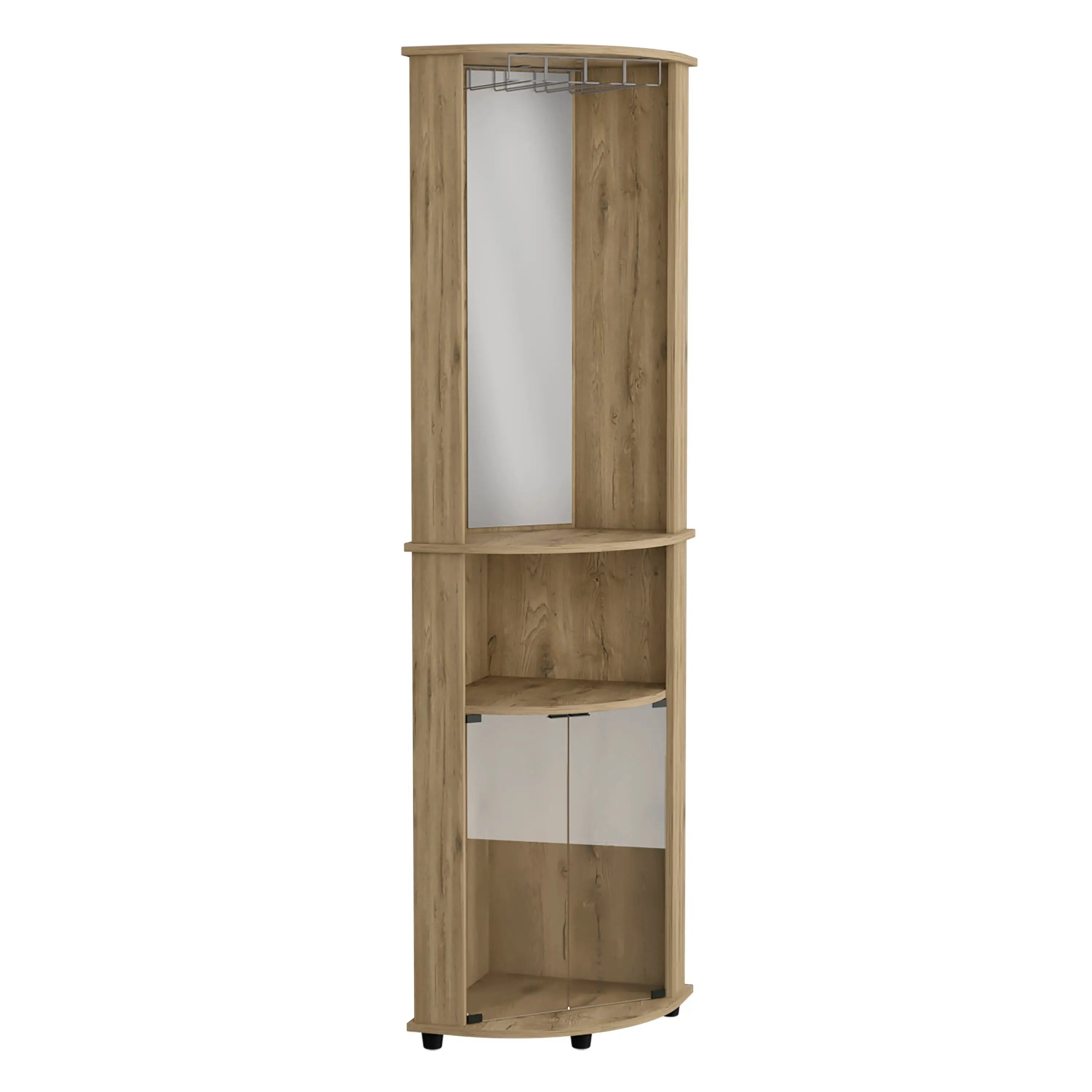 18" Light Brown Wood Corner Bar Cabinet With Two Doors Homeroots Kitchen & Dining