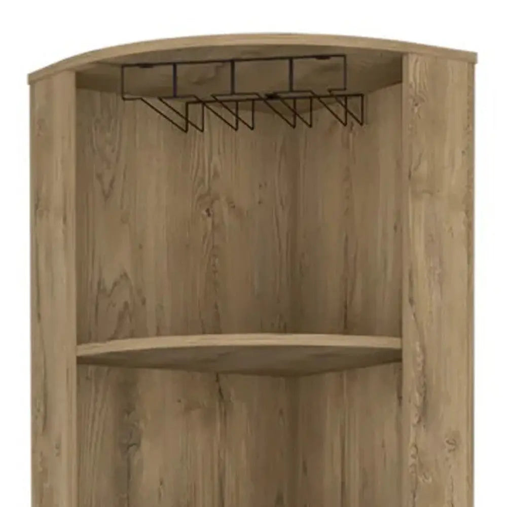 18" Natural Corner Bar Cabinet With Eleven Shelves Homeroots Kitchen & Dining
