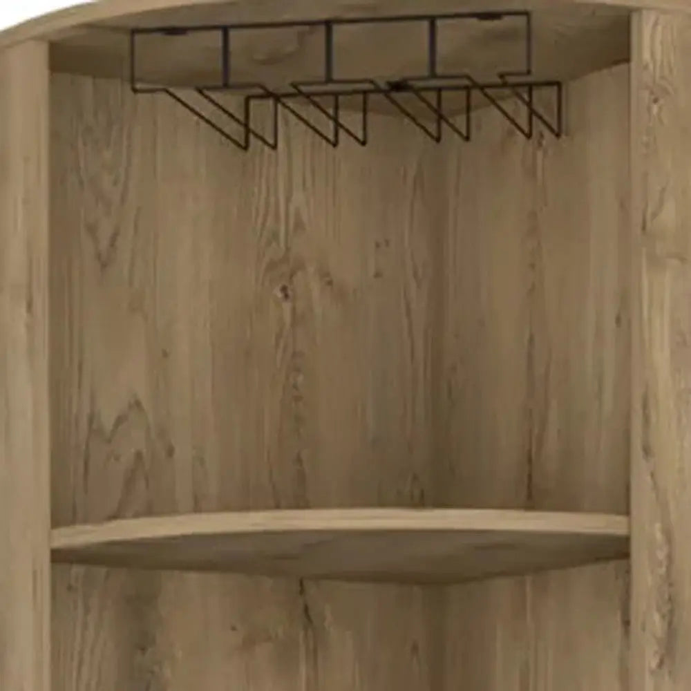 18" Natural Corner Bar Cabinet With Eleven Shelves Homeroots Kitchen & Dining