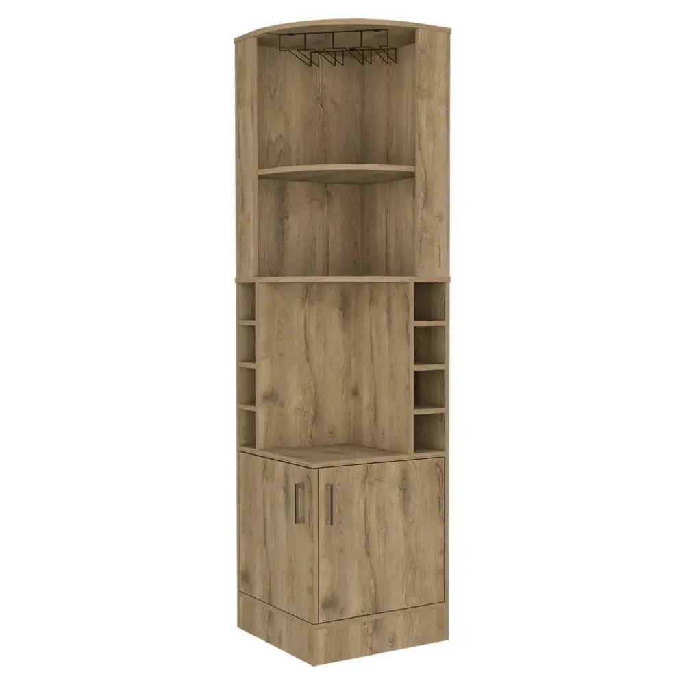 18" Natural Corner Bar Cabinet With Eleven Shelves Homeroots Kitchen & Dining