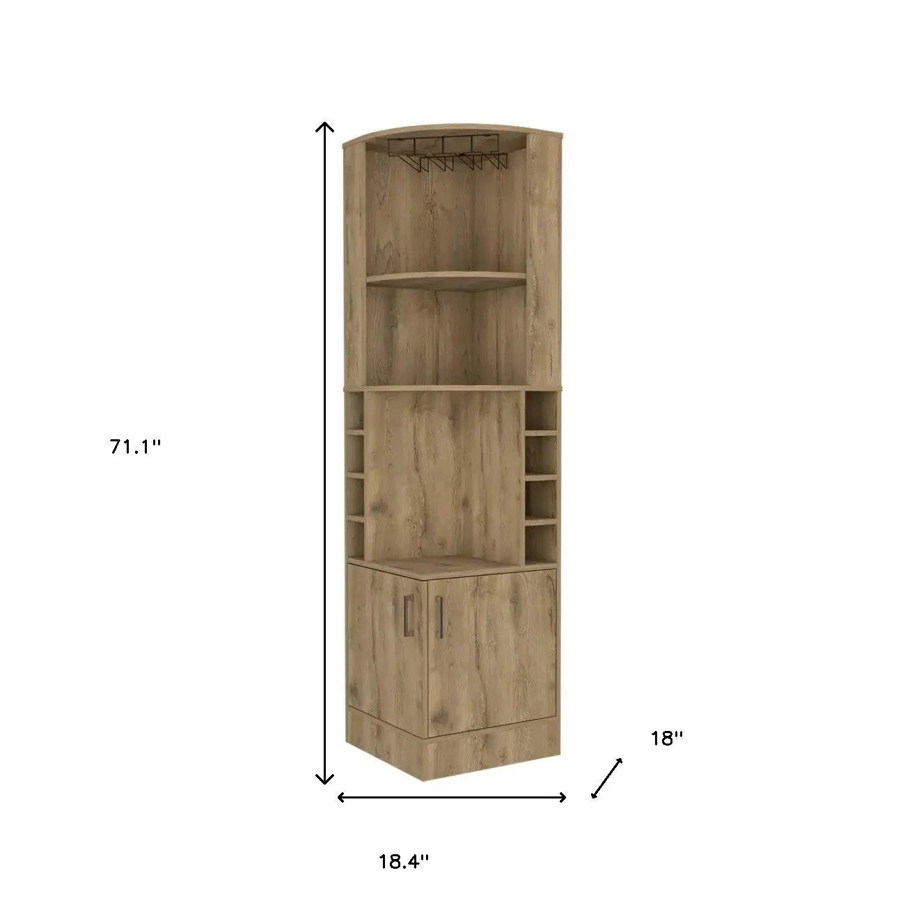 18" Natural Corner Bar Cabinet With Eleven Shelves Homeroots Kitchen & Dining