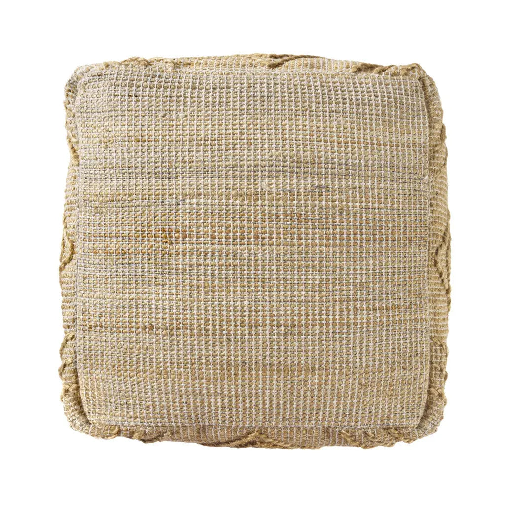 18" Natural Jute Blend Cube Geometric Pouf Ottoman Homeroots Living Room