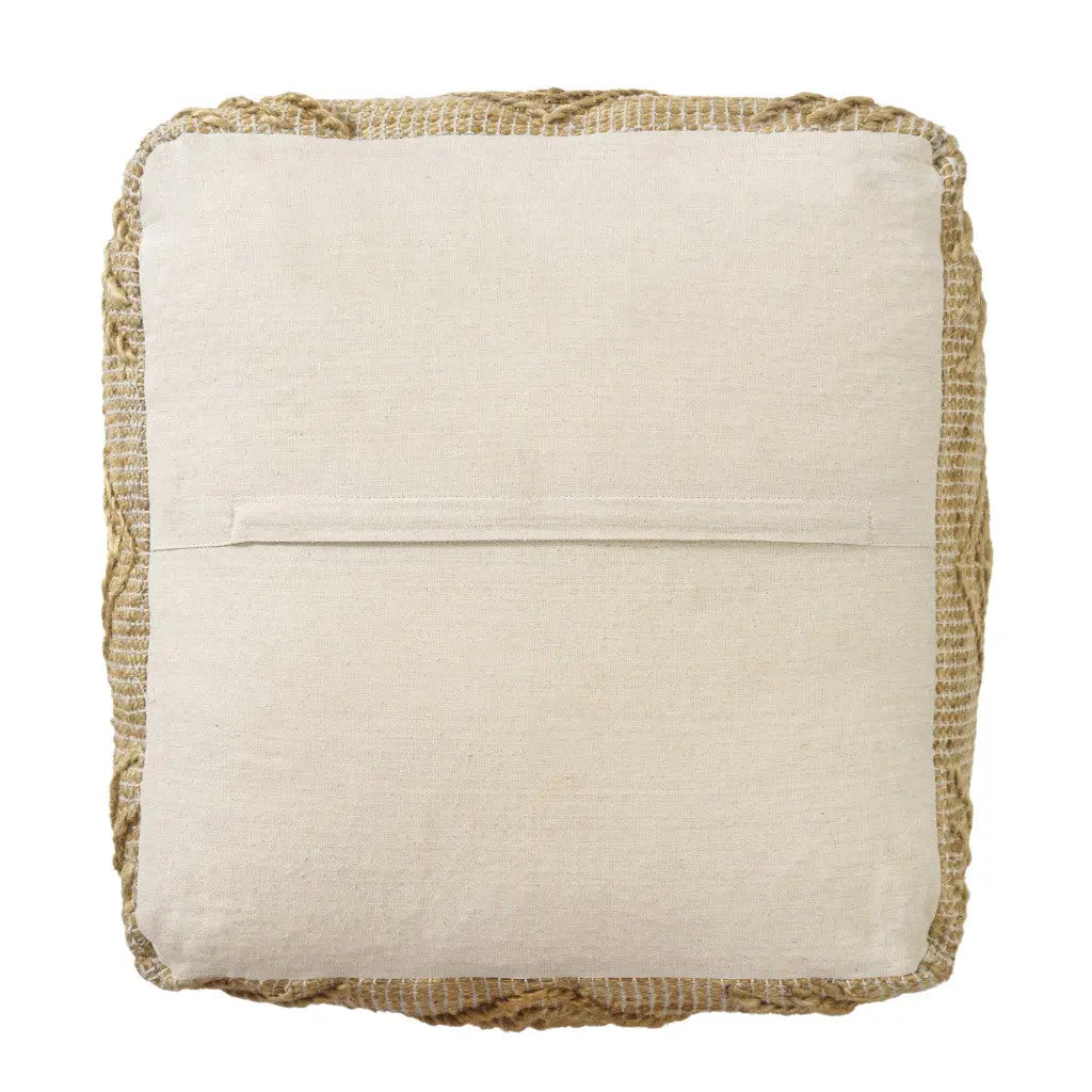 18" Natural Jute Blend Cube Geometric Pouf Ottoman Homeroots Living Room