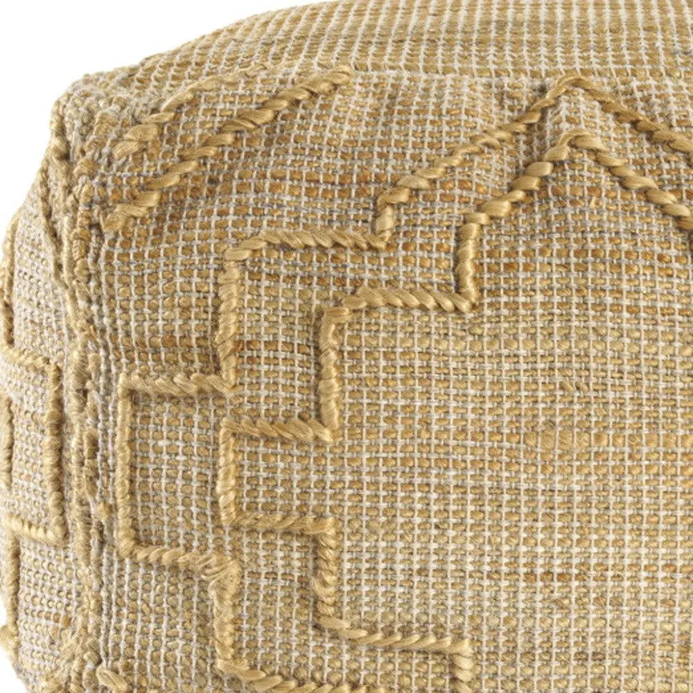 18" Natural Jute Blend Cube Quatrefoil Pouf Ottoman Homeroots Living Room