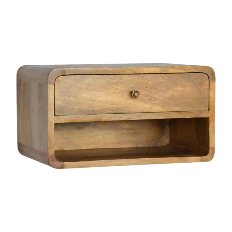 18" Natural Solid Wood One Drawer Floating Nightstand Homeroots Bed & Bath