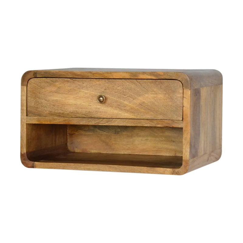 18" Natural Solid Wood One Drawer Floating Nightstand Homeroots Bed & Bath