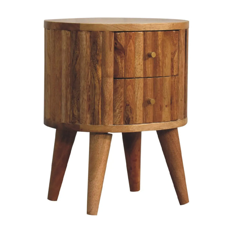 18" Natural Solid Wood Oval Two Drawer Nightstand Homeroots Bed & Bath