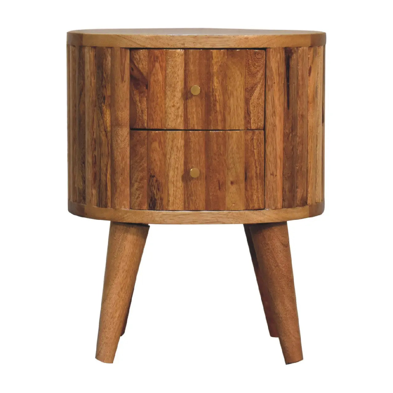 18" Natural Solid Wood Oval Two Drawer Nightstand Homeroots Bed & Bath